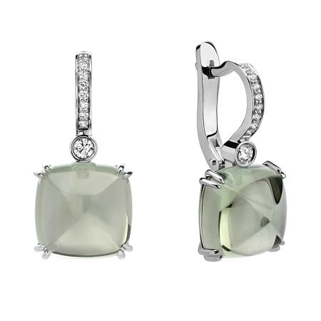 Серьги из золота с празиолитами и бриллиантами