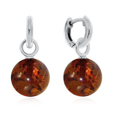 Серьги из серебра с янтарем