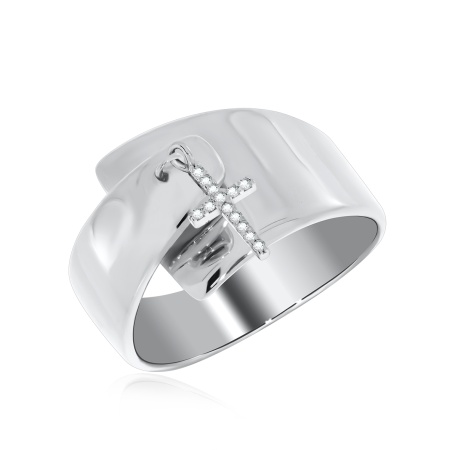 Кольцо из серебра с фианитами со скидкой