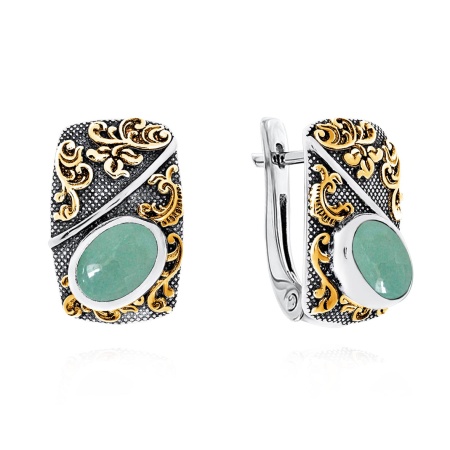 Серьги из серебра с авантюрин натур.ами 2317361367-1-60 от KRASNOE, металл Серебро, вставка Авантюрин Натур.