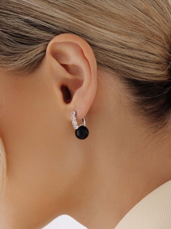 Серьги из серебра с агатами и фианитами 2340391577-20 от KRASNOE, металл Серебро, вставка Агат