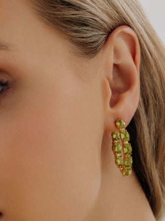 Серьги из серебра с хризолитами