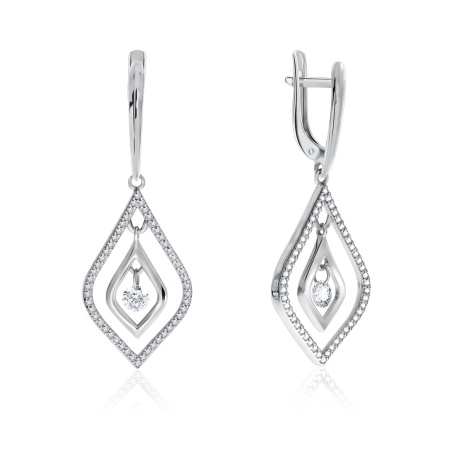 Серьги из серебра с фианитами 2340200775л от KRASNOE, металл Серебро, вставка Фианит