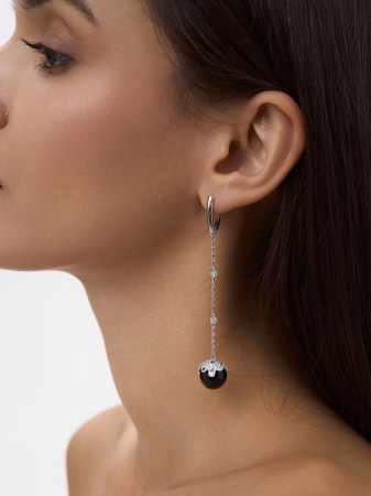 Серьги из серебра с агатами, ситаллами и фианитами 2340390840л-20 от KRASNOE, металл Серебро, вставка Агат