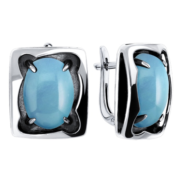 Серьги из серебра с бирюзой со скидкой