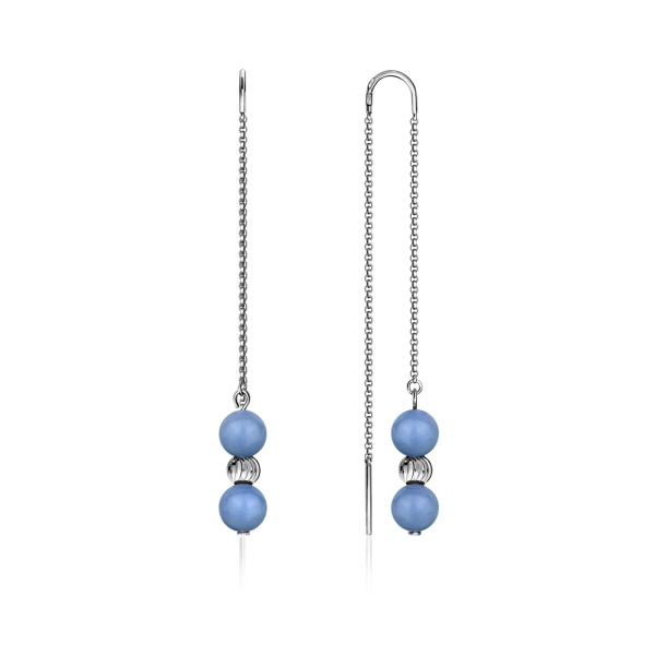 2340900720-1 Серьги (Ag 925) 2340900720-1 от KRASNOE, металл Серебро, вставка Ангелит