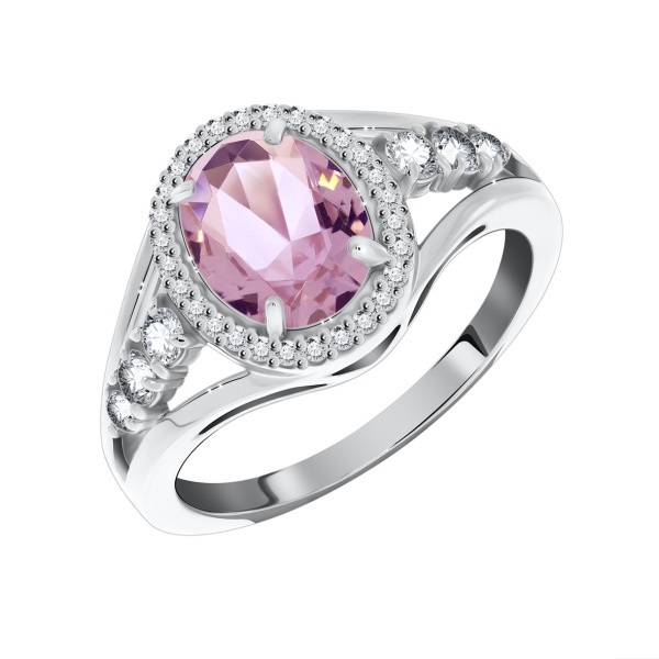 Купить кольцо из серебра с кристалл ювелирныйом и фианитами в интернет-магазине KRASNOE