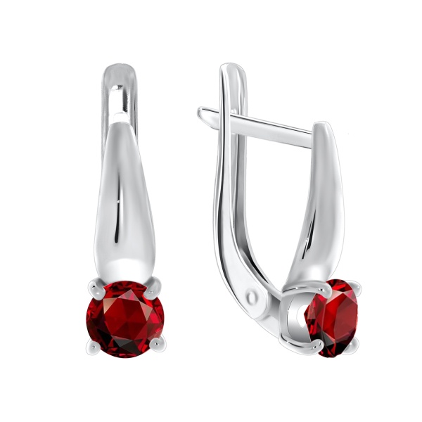 Серьги из серебра с гранатами 2340150257 от KRASNOE, металл Серебро, вставка Гранат