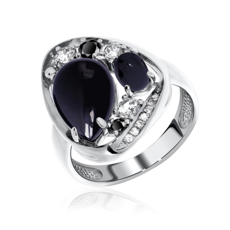 Купить кольцо из серебра с агатами и фианитами в интернет-магазине KRASNOE