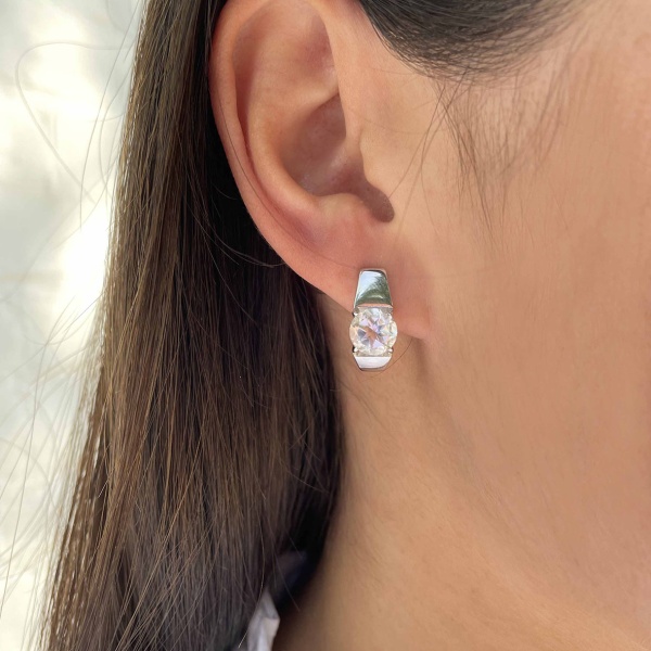 Серьги из серебра с хрусталём 2340521118 от KRASNOE, металл Серебро, вставка Горный хрусталь