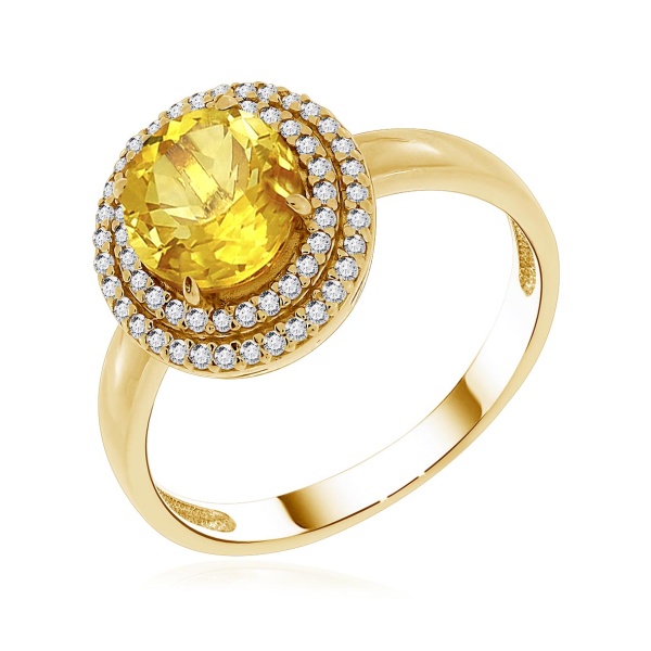 Купить кольцо из серебра с цитрином и фианитами в интернет-магазине KRASNOE