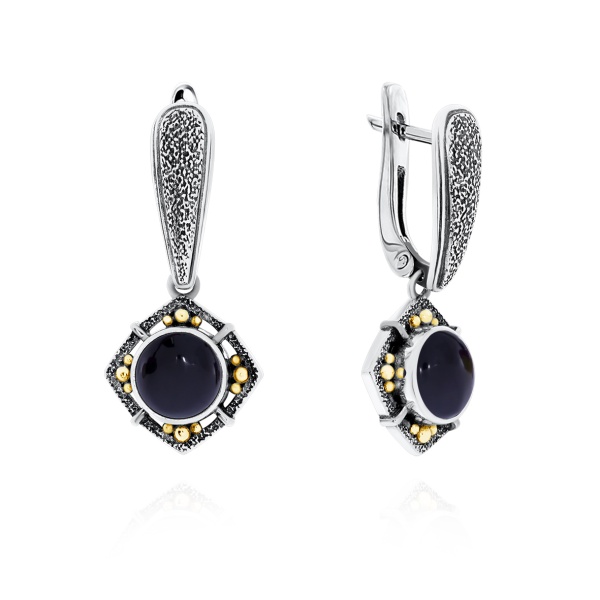 Серьги из серебра с агатами 2317392404-20 от KRASNOE, металл Серебро, вставка Агат