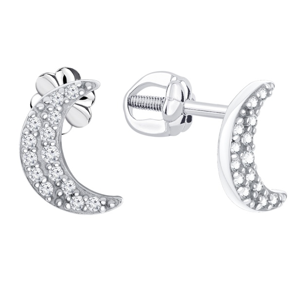 Пусеты из серебра с фианитами в ювелирном интернет-магазине