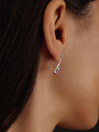 Серьги из серебра с кошачим глазом