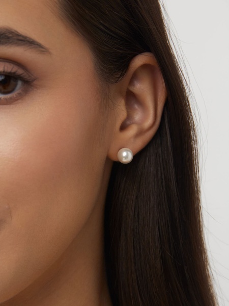 Пусеты из серебра с жемчугом