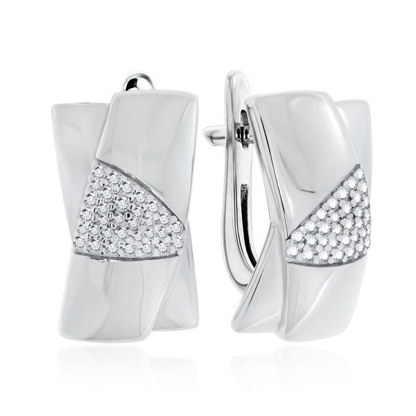 Серьги из серебра с фианитами 2340201131л от KRASNOE, металл Серебро, вставка Фианит