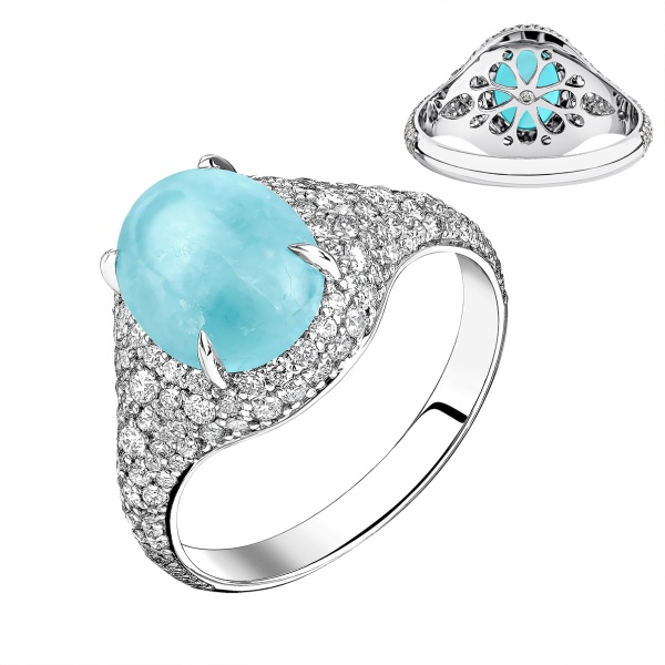 Кольцо из золота с турмалином и бриллиантами