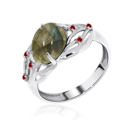 Купить кольцо из серебра с лабрадоритом и ситаллами в интернет-магазине KRASNOE