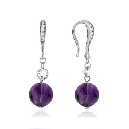 Серьги из серебра с аметист 2340060612 от KRASNOE, металл Серебро, вставка Аметист