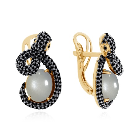 Серьги из серебра с лунным каменем