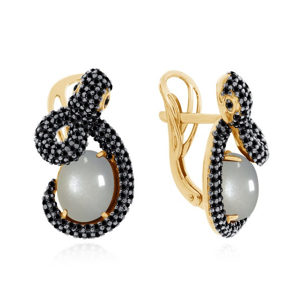 Серьги из серебра с лунным каменем