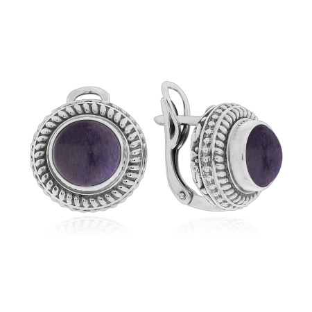 Серьги из серебра с чароитами 2310461526-1 от KRASNOE, металл Серебро, вставка Чароит