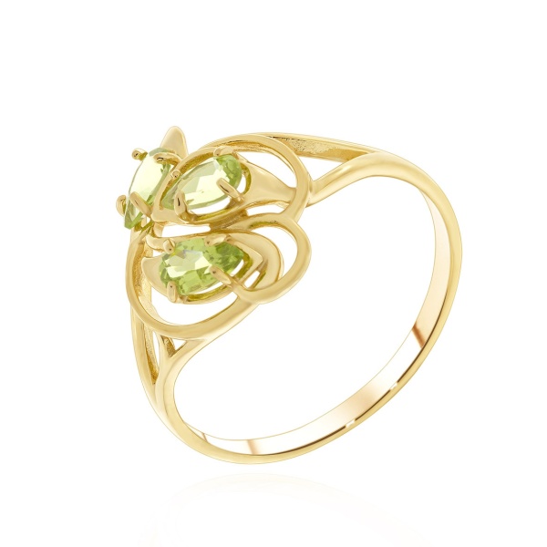 Купить кольцо из серебра с хризолитами в интернет-магазине KRASNOE