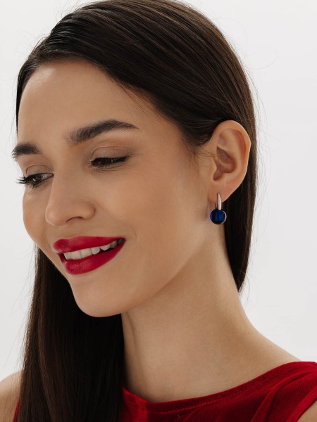 Серьги из серебра с синими кристаллами