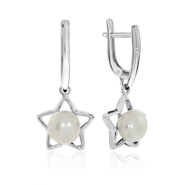 Серьги из серебра с жемчугами со скидкой