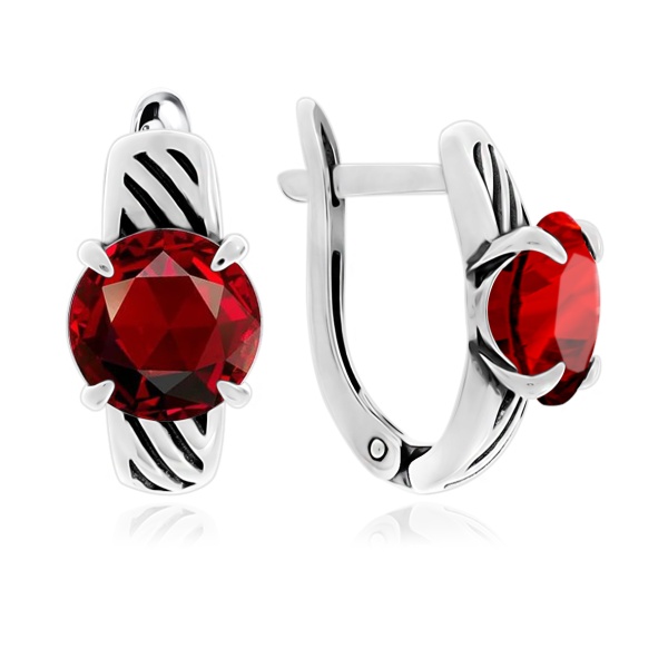 Серьги из серебра с гранатами