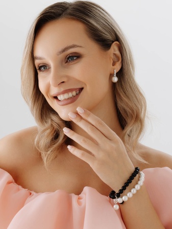 Купить браслет из серебра с жемчугами и агатами