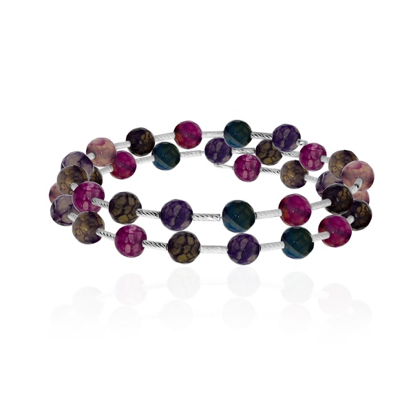 Купить браслет из серебра с проволока (с памятью)ом и агатами