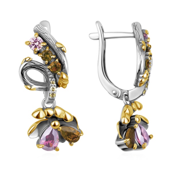 Серьги из серебра с ситаллами