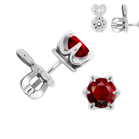 Пусеты из серебра с фианитами