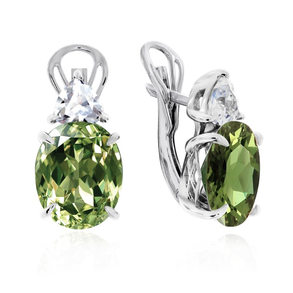 Серьги из серебра с фианитами и кристалл ювелирныйами