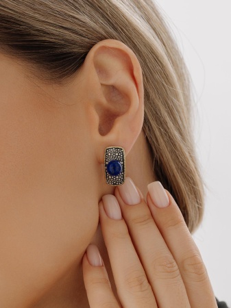 Серьги из серебра с лазуритами 2317471751 от KRASNOE, металл Серебро, вставка Лазурит