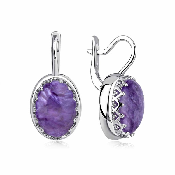 Серьги из серебра с чароитом