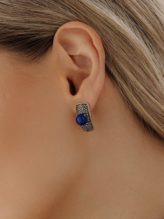 Серьги из серебра с лазуритами 2317471751 от KRASNOE, металл Серебро, вставка Лазурит