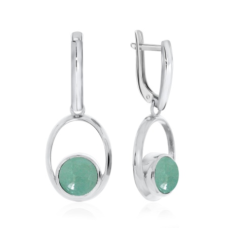 Серьги из серебра с авантюрином 2340361247-1-60 от KRASNOE, металл Серебро, вставка Авантюрин Натур.