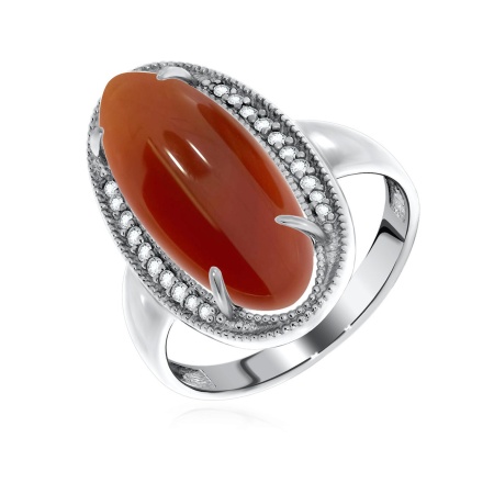 Купить кольцо из серебра с сердоликом и фианитами в интернет-магазине KRASNOE