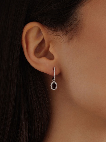 Серьги из серебра с гранатами