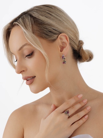 Купить кольцо из серебра с ситаллами и фианитами в интернет-магазине KRASNOE