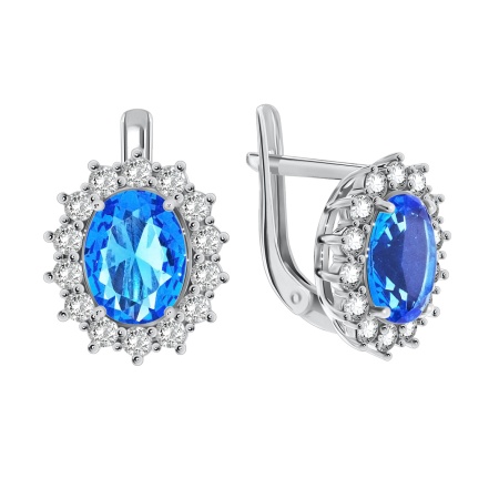 Серьги из серебра с фианитами 2340200189л-7 от KRASNOE, металл Серебро, вставка Фианит