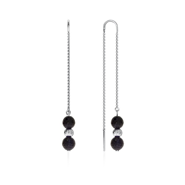 Серьги из серебра с авантюрином 2340360720-80 от KRASNOE, металл Серебро, вставка Авантюрин Синт.