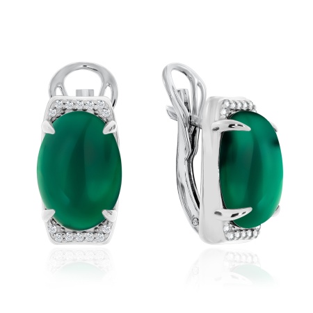 Серьги из серебра с агатами и фианитами со скидкой