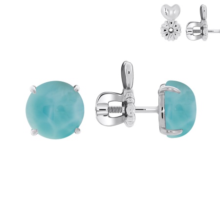 Пусеты из серебра с ларимарами