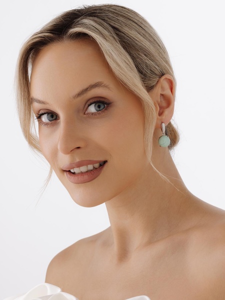 Серьги из серебра с амазонитами 2340370660 от KRASNOE, металл Серебро, вставка Амазонит