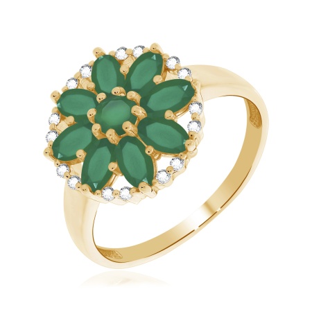 Кольцо из серебра с агатами и фианитами со скидкой