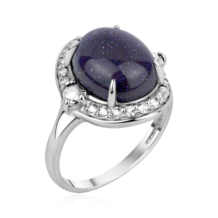 Купить кольцо из серебра с авантюрин синт.ом и фианитами в интернет-магазине KRASNOE Купить кольцо из серебра с авантюрин синт.ом и фианитами в интернет-магазине KRASNOE