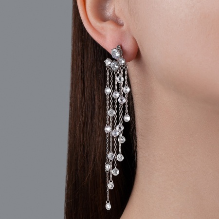 Серьги из серебра с фианитами